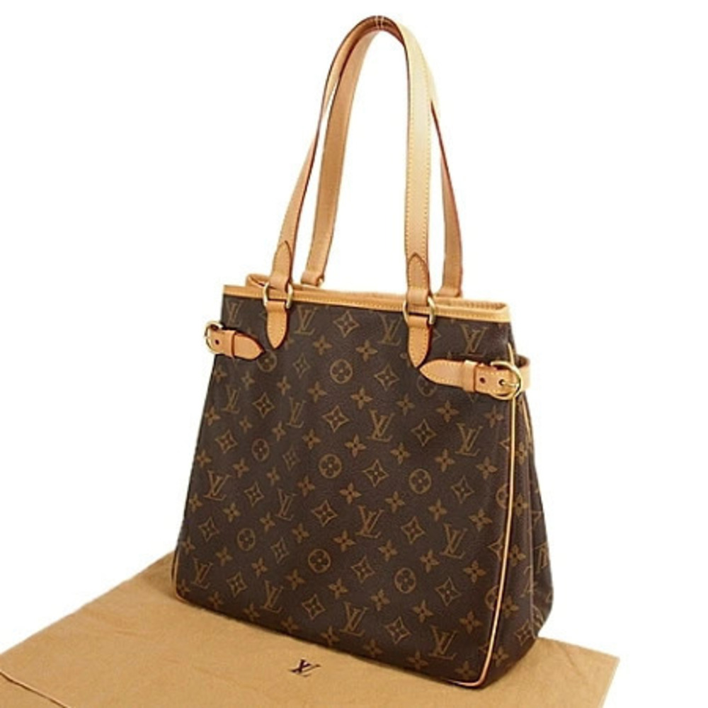 Louis Vuitton Monogram Batignolles Shoulder Bag Canvas Leather Brown